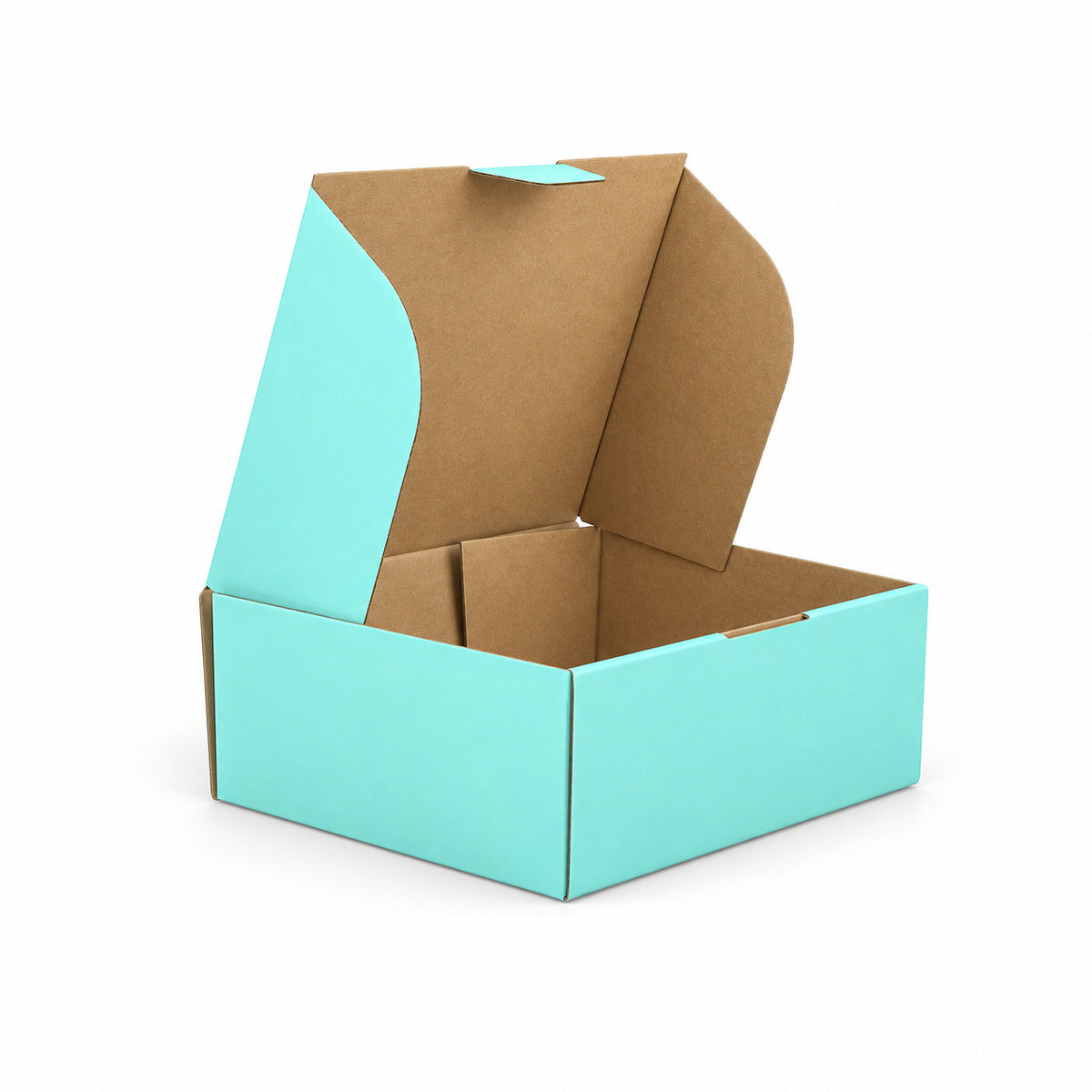B334 220 x 160 x 77mm mint blue diecut mailing box – open interior