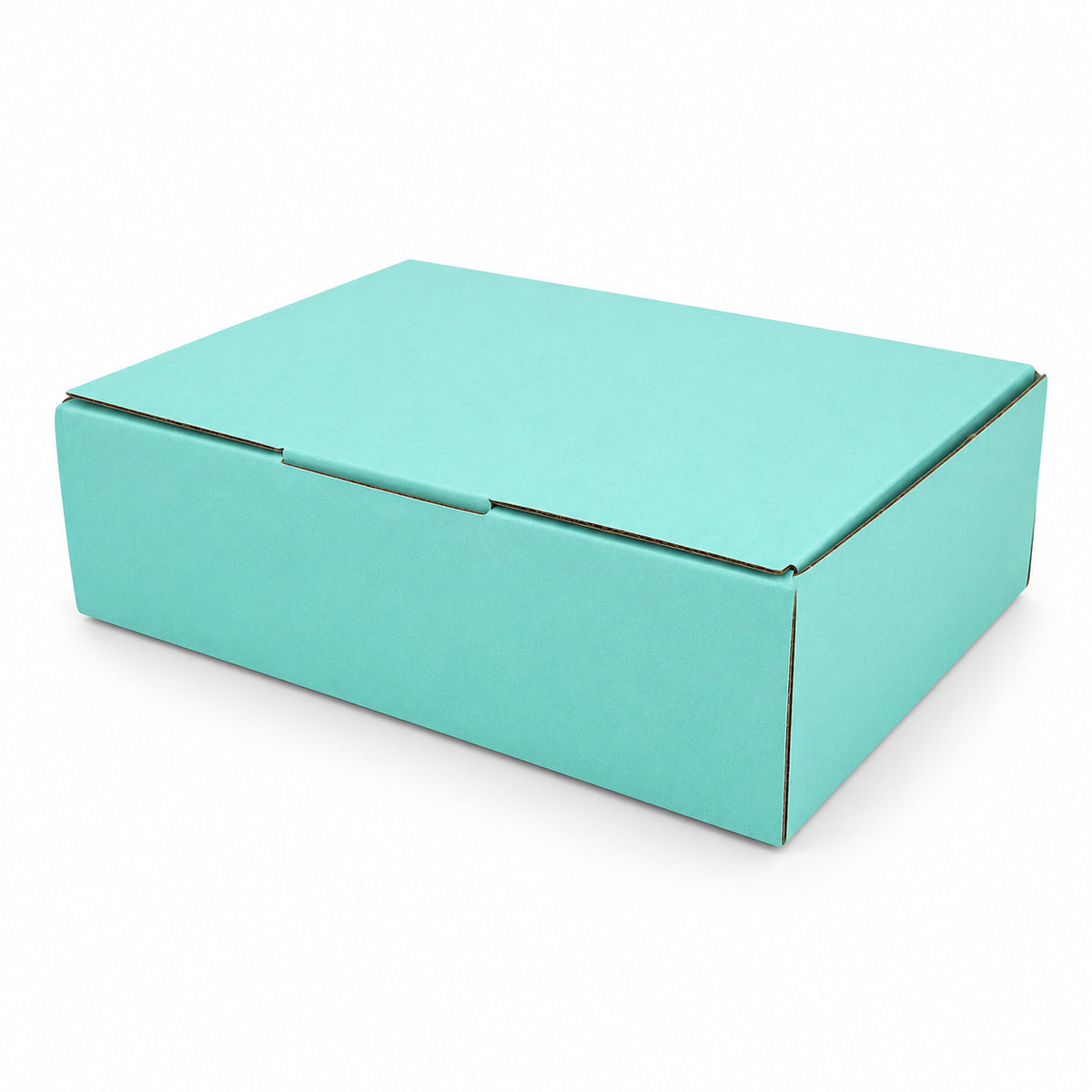 B335 174 x 128 x 53mm mint blue diecut mailing box – closed hero