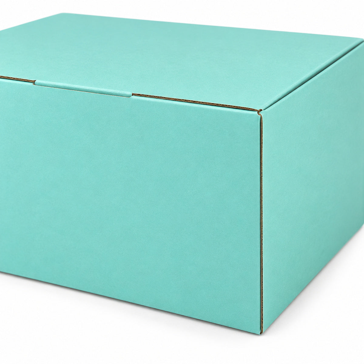 B343 230 x 180 x 130mm mint blue diecut mailing box – closure detail