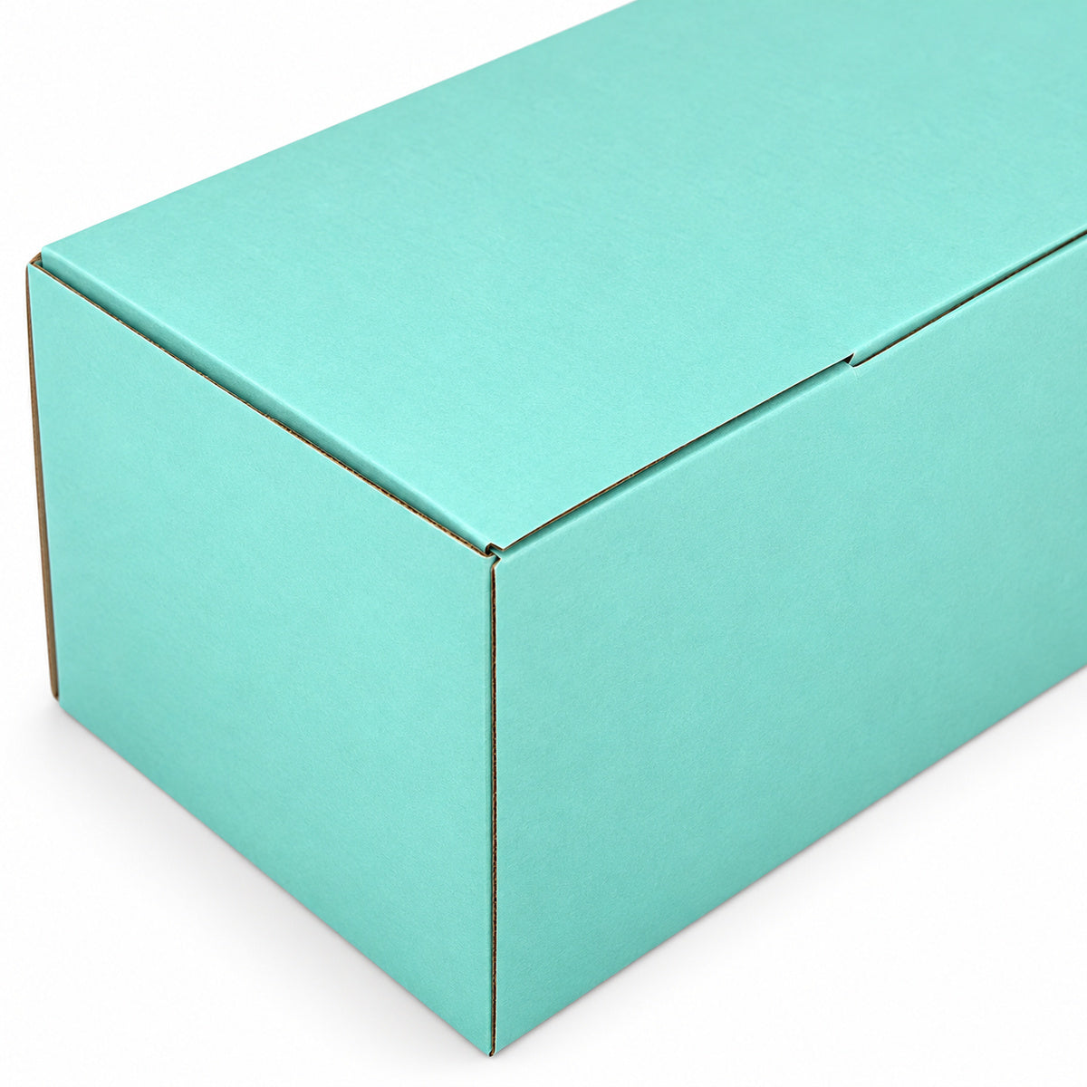 B345 270 x 160 x 120mm mint blue diecut mailing box – closure detail