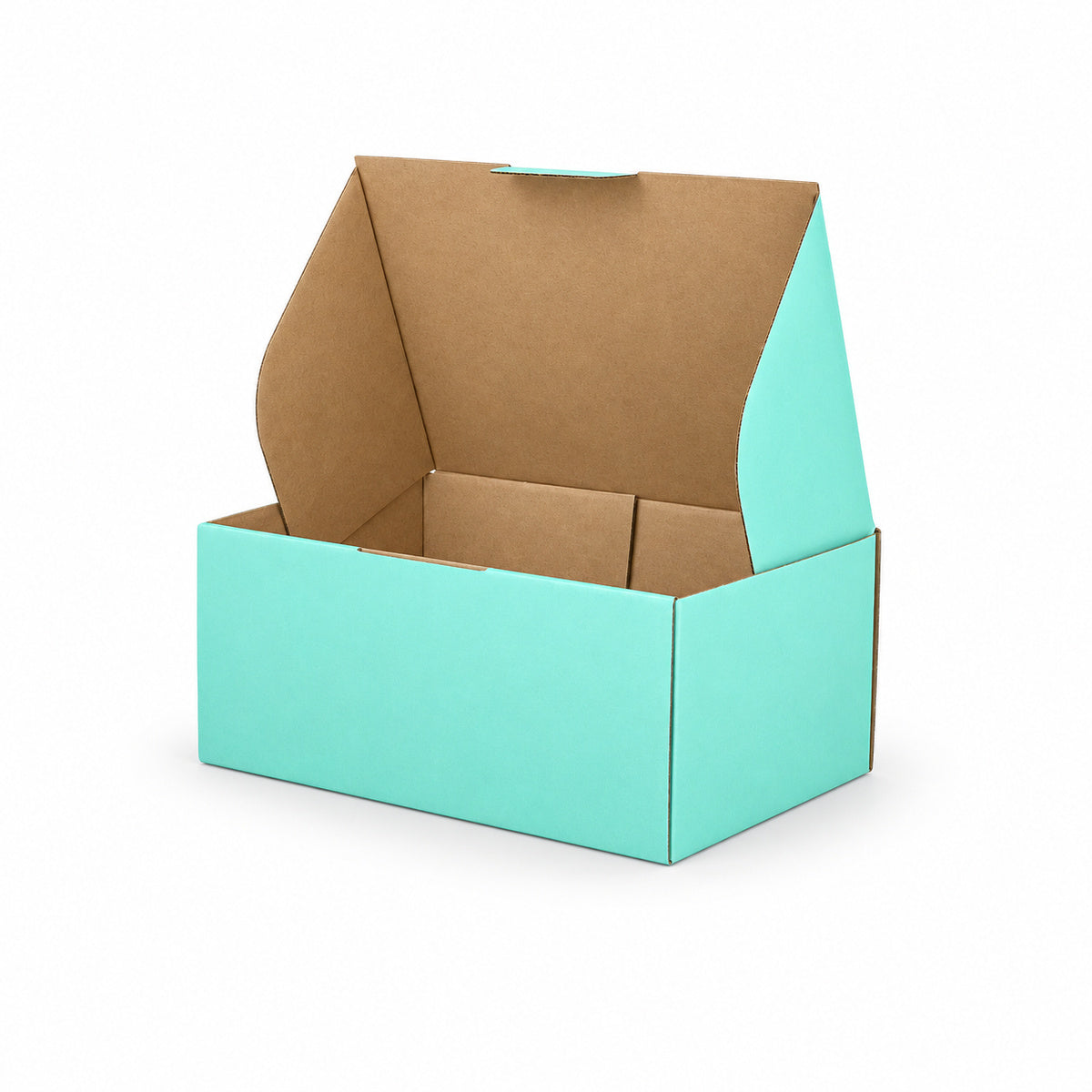 B347 220 x 160 x 100mm mint blue diecut mailing box – open interior