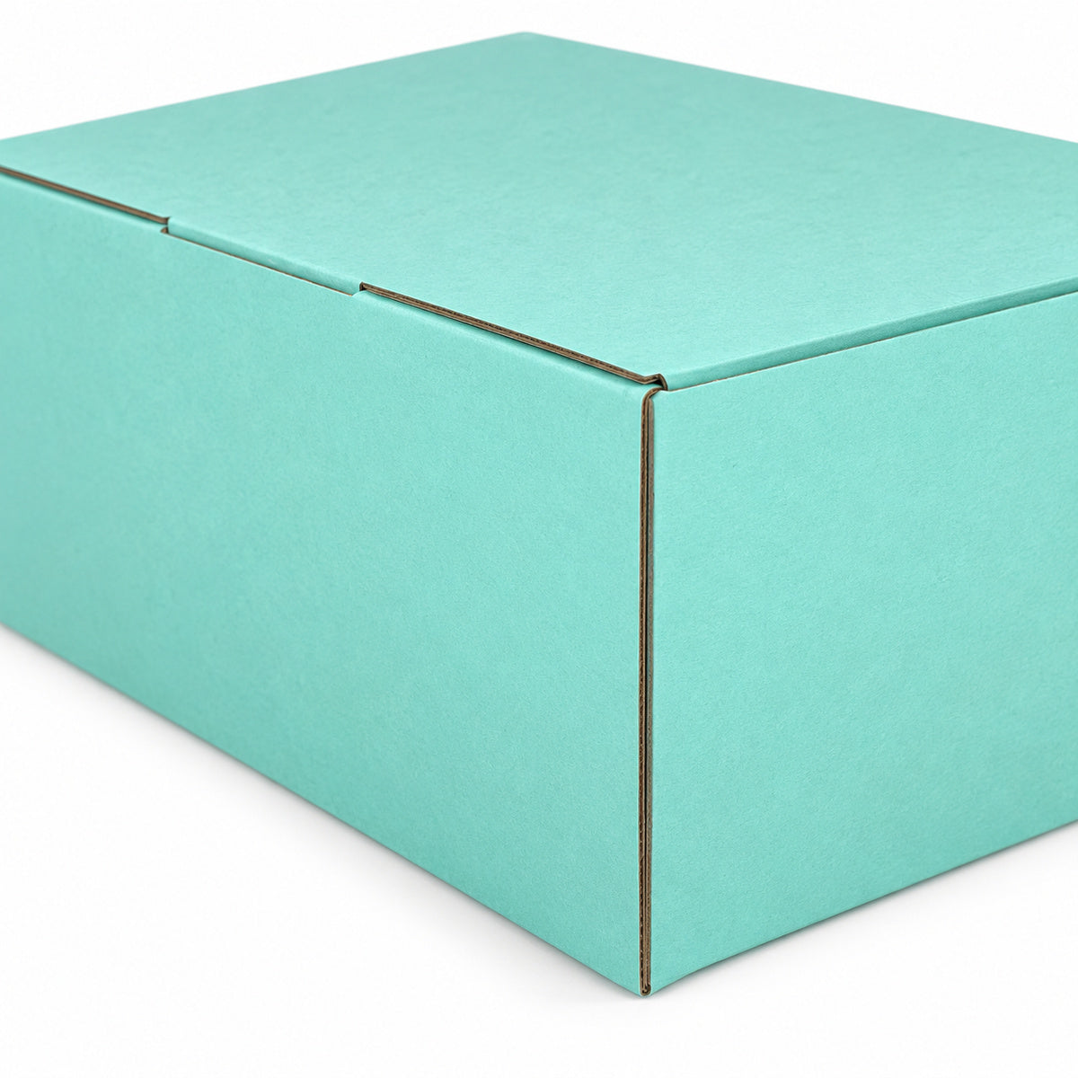 B347 220 x 160 x 100mm mint blue diecut mailing box – closure detail