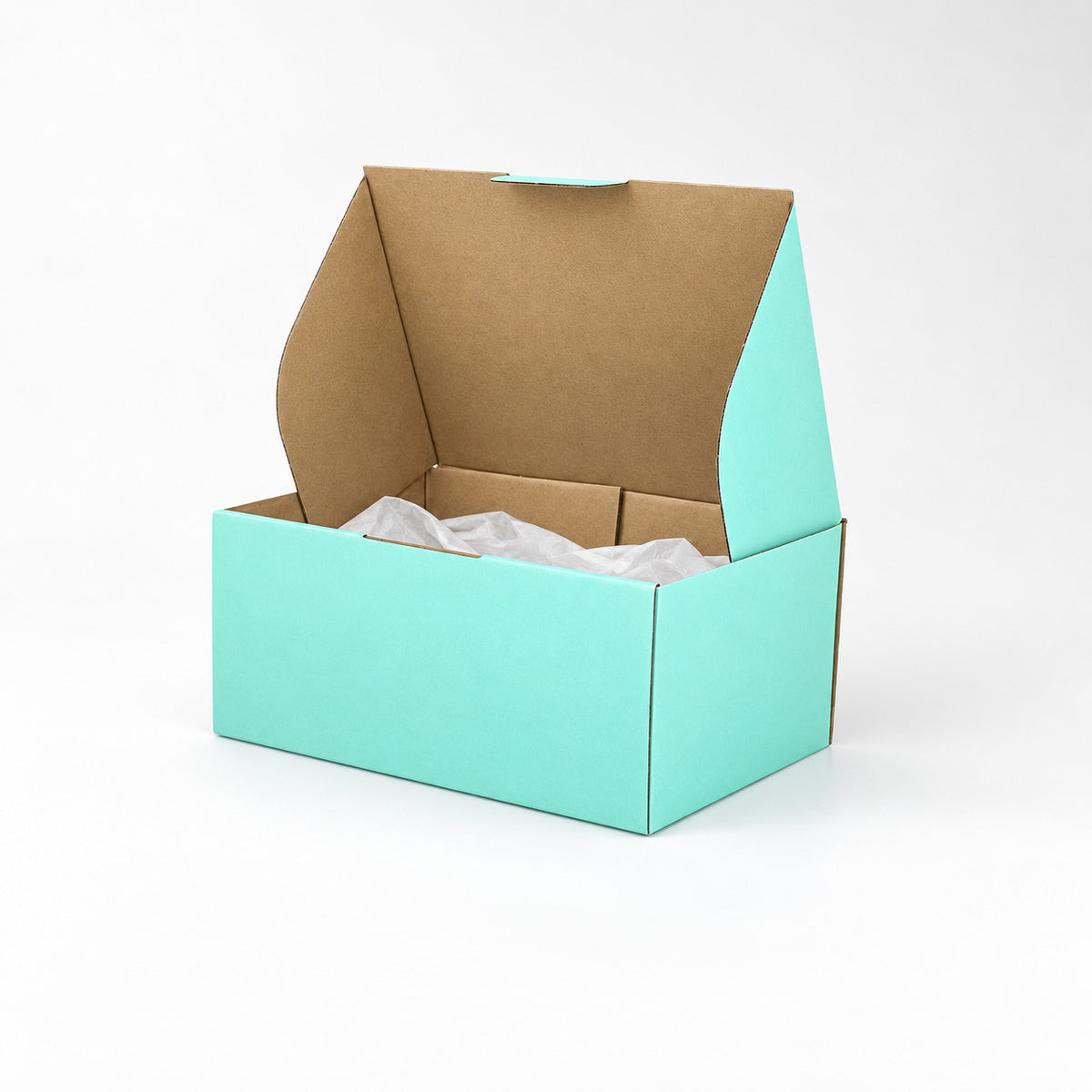 B347 220 x 160 x 100mm mint blue diecut mailing box – packing example