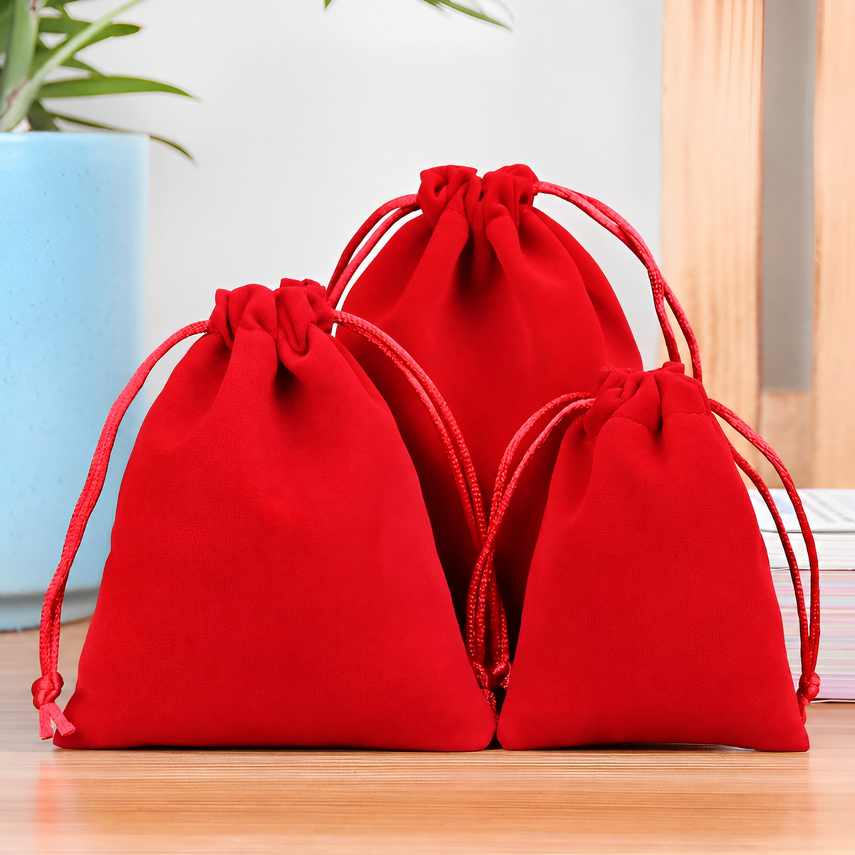 Velvet Bag 130 x 180mm Red M455 x 200pcs
