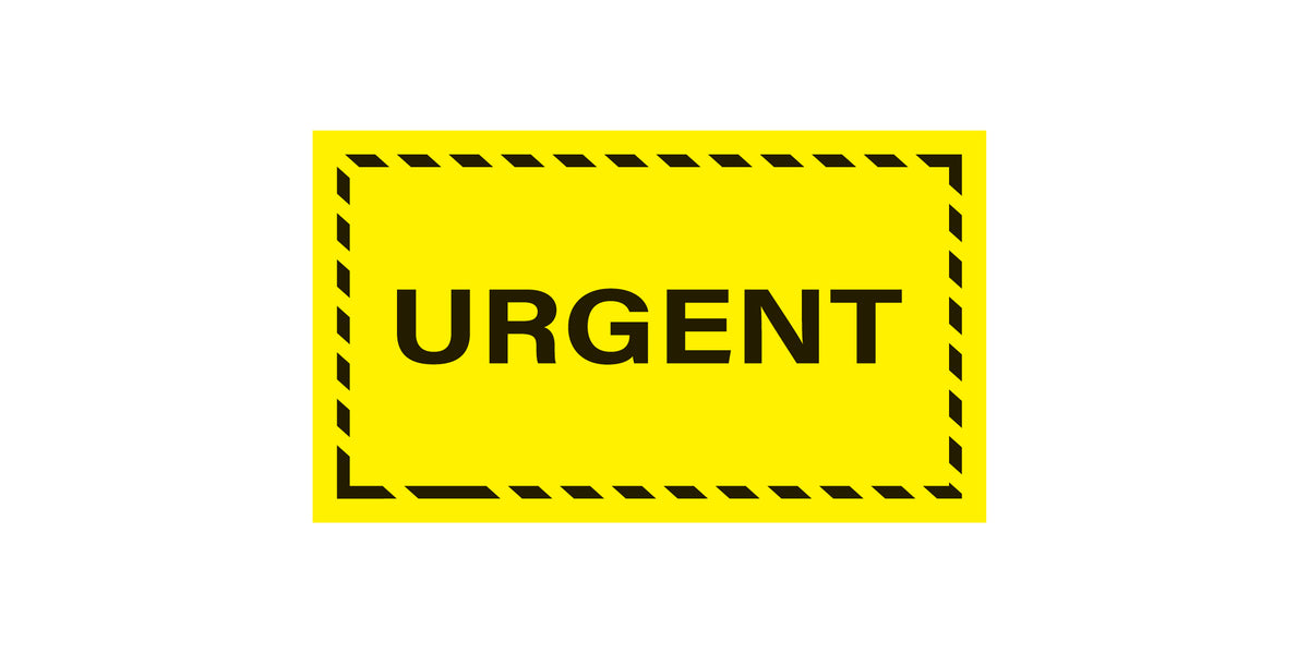 Urgent Label 57 x 100mm Yellow Warning Sticker 500 Labels