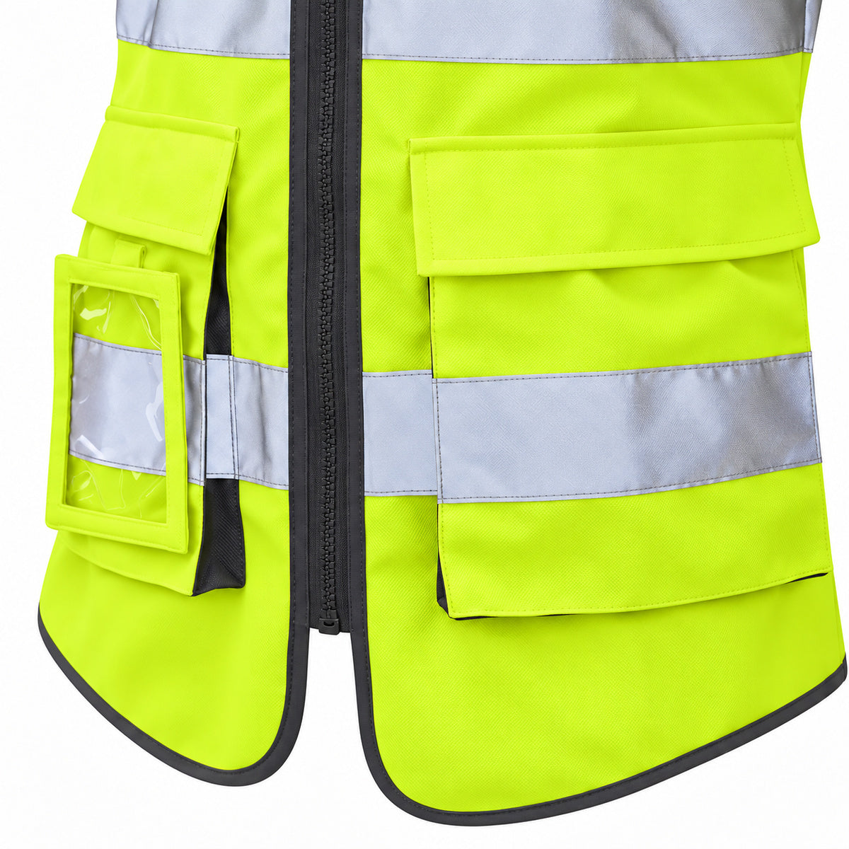 Women's High Vis Vest - yellow pocket detail