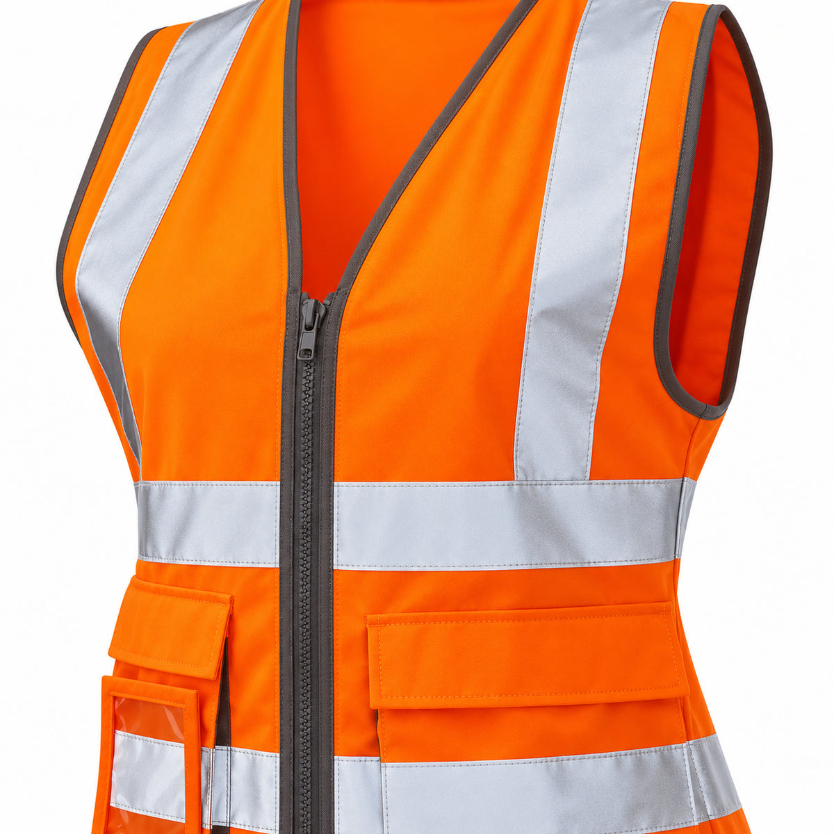 Women's High Vis Vest - orange zip tape detail