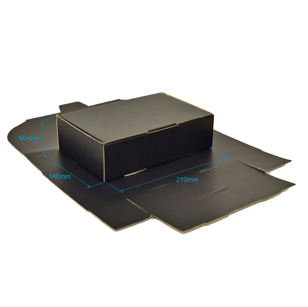 210 x 140 x 60mm Diecut Black Mailing Box B371 BoxMore