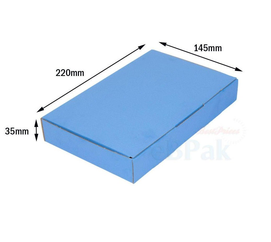 220 x 145 x 35mm Diecut Blue Mailing Box B170