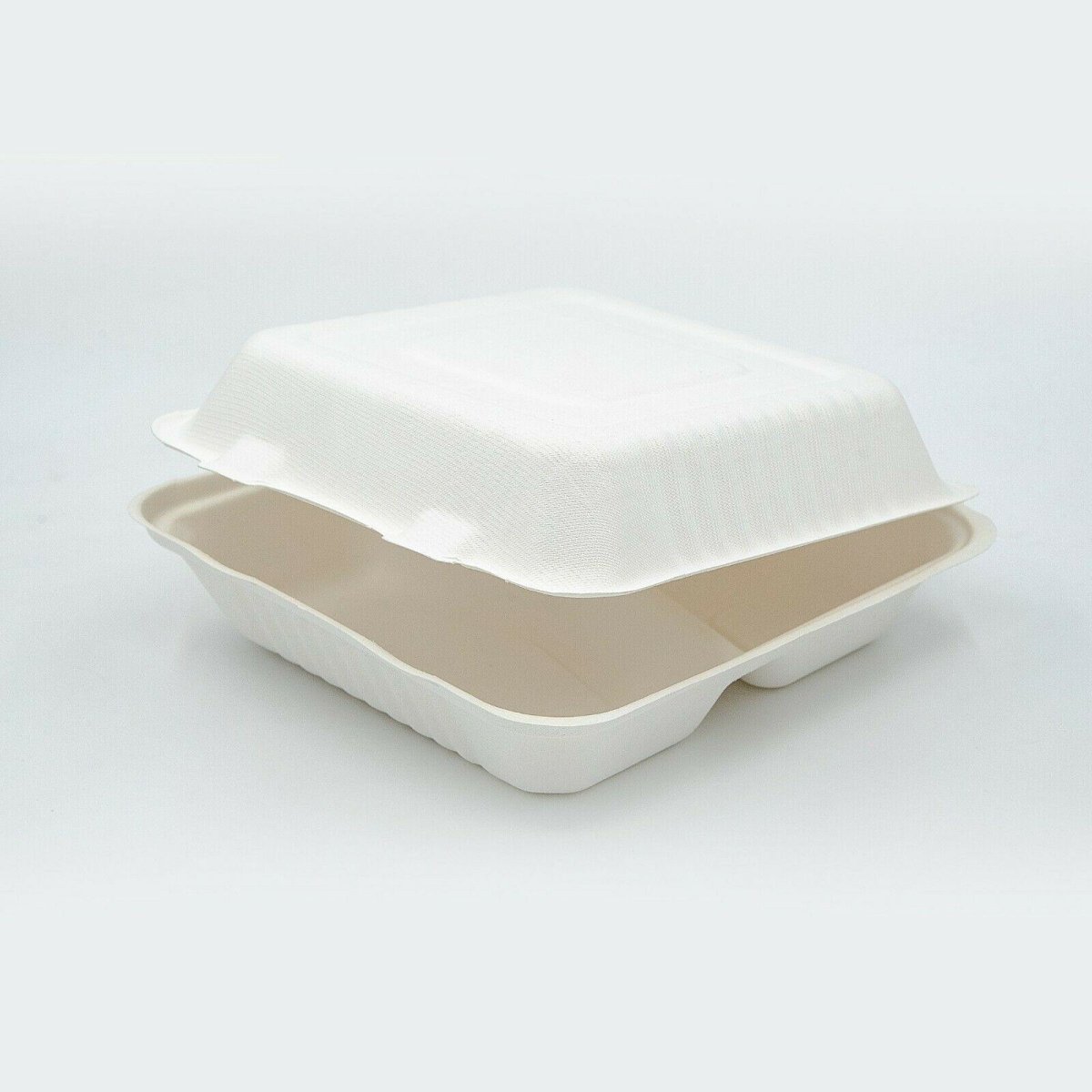 9 x 9 x 3" Sugarcane Clamshell Compostable Takeaway Food Containers