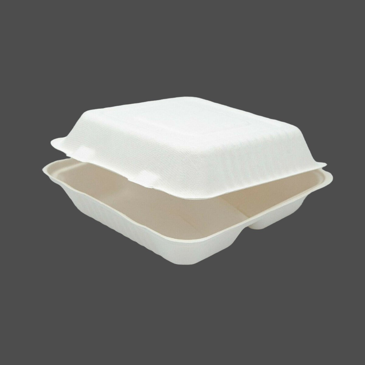 9 x 9 x 3" Sugarcane Clamshell Compostable Takeaway Food Containers