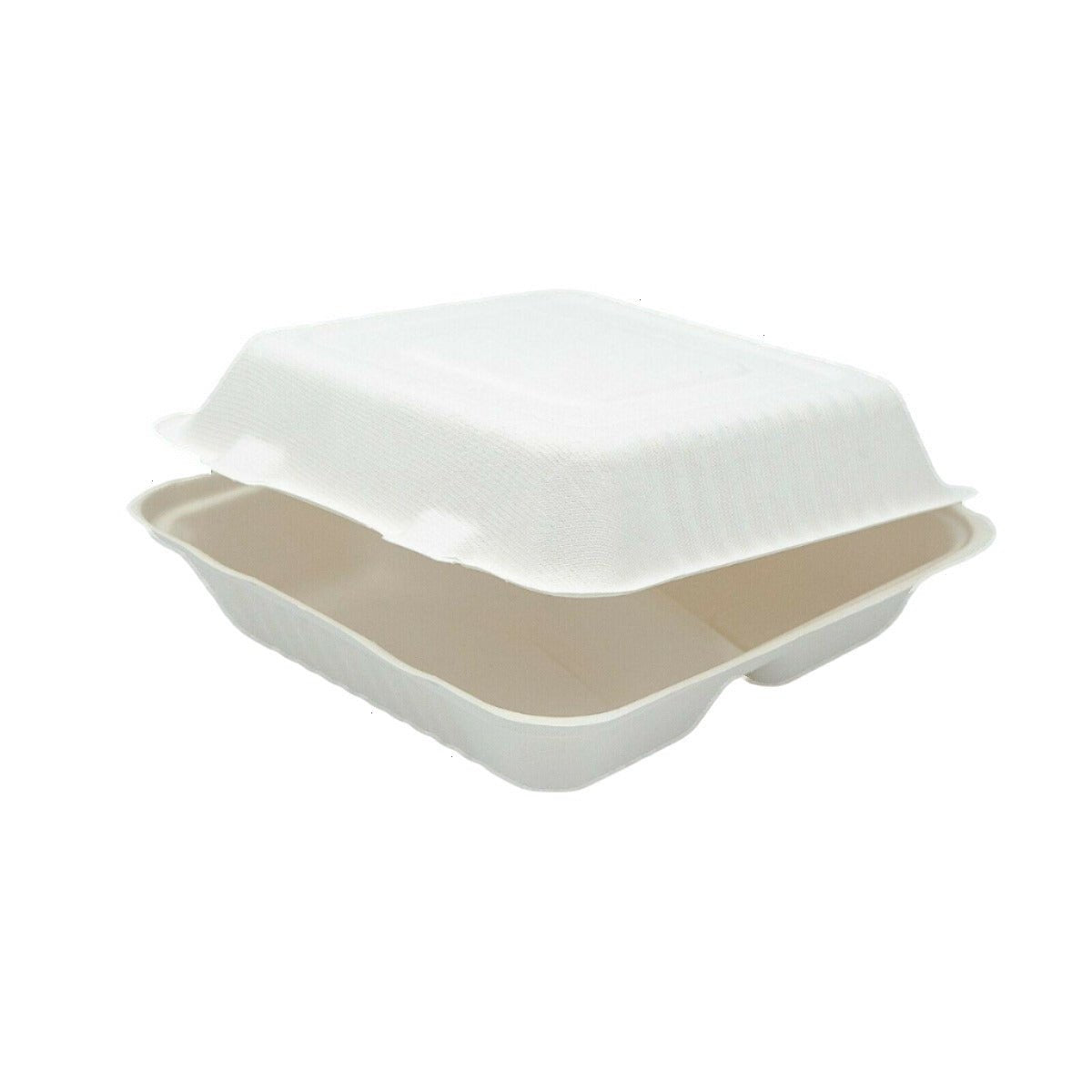 9 x 9 x 3" Sugarcane Clamshell Compostable Takeaway Food Containers
