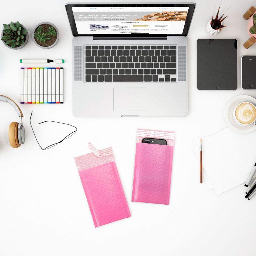 Rose Pink Poly Bubble Mailer G0 100mm x 180mm Size 00