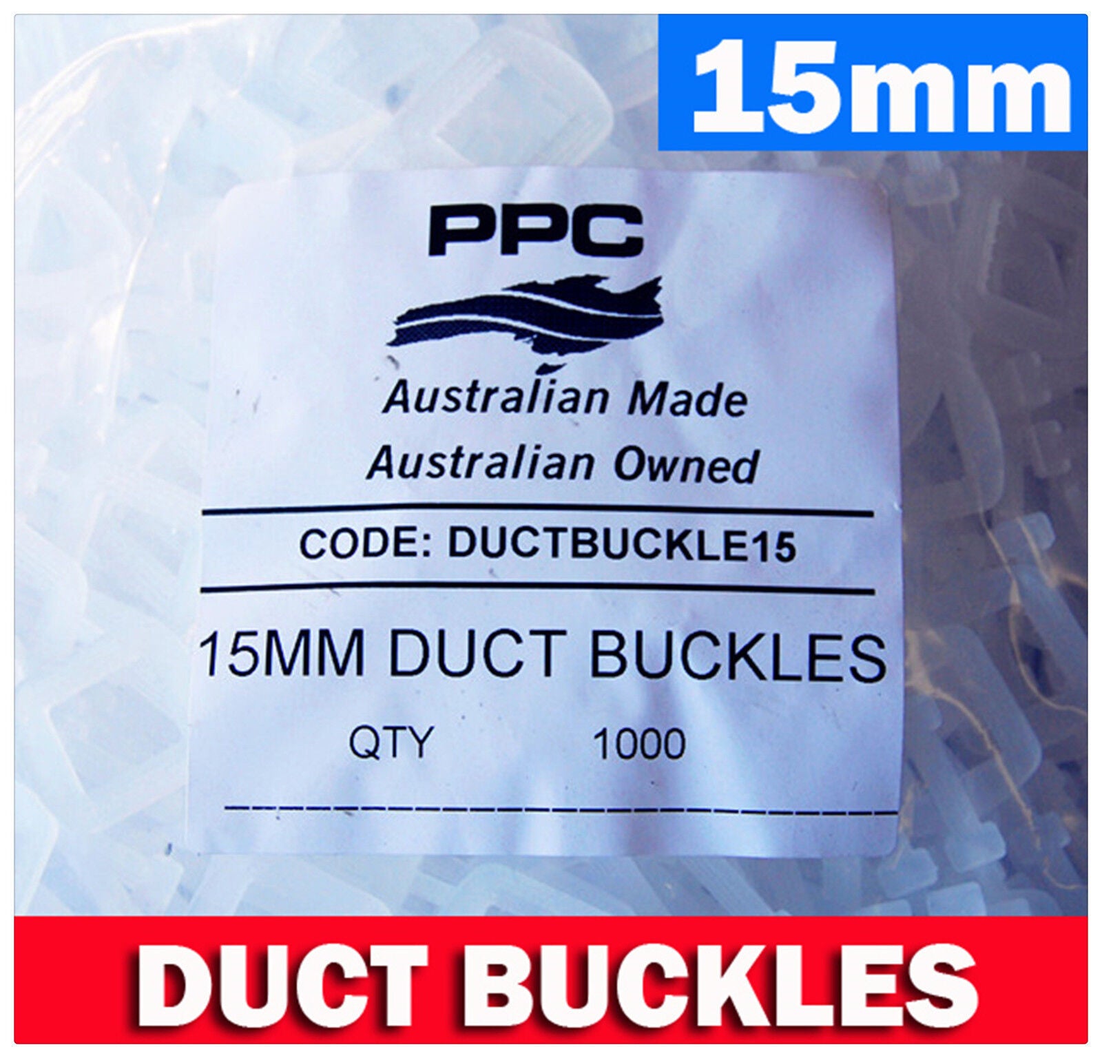1000 x 15mm Plastic Duct Buckle for Poly Strapping Strap Buckles - eBPak