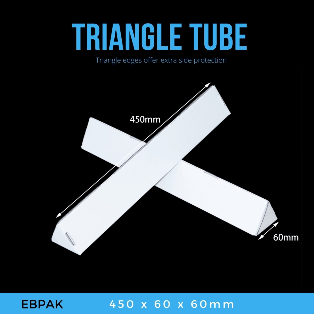 Triangle Mailing Tubes 450 x 60mm White Long Carton Box eBPak