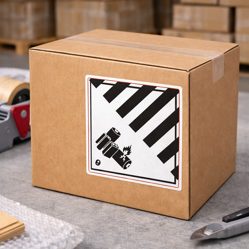 100x100mm Class 9 Lithium Battery Warning Label, Roll of 250