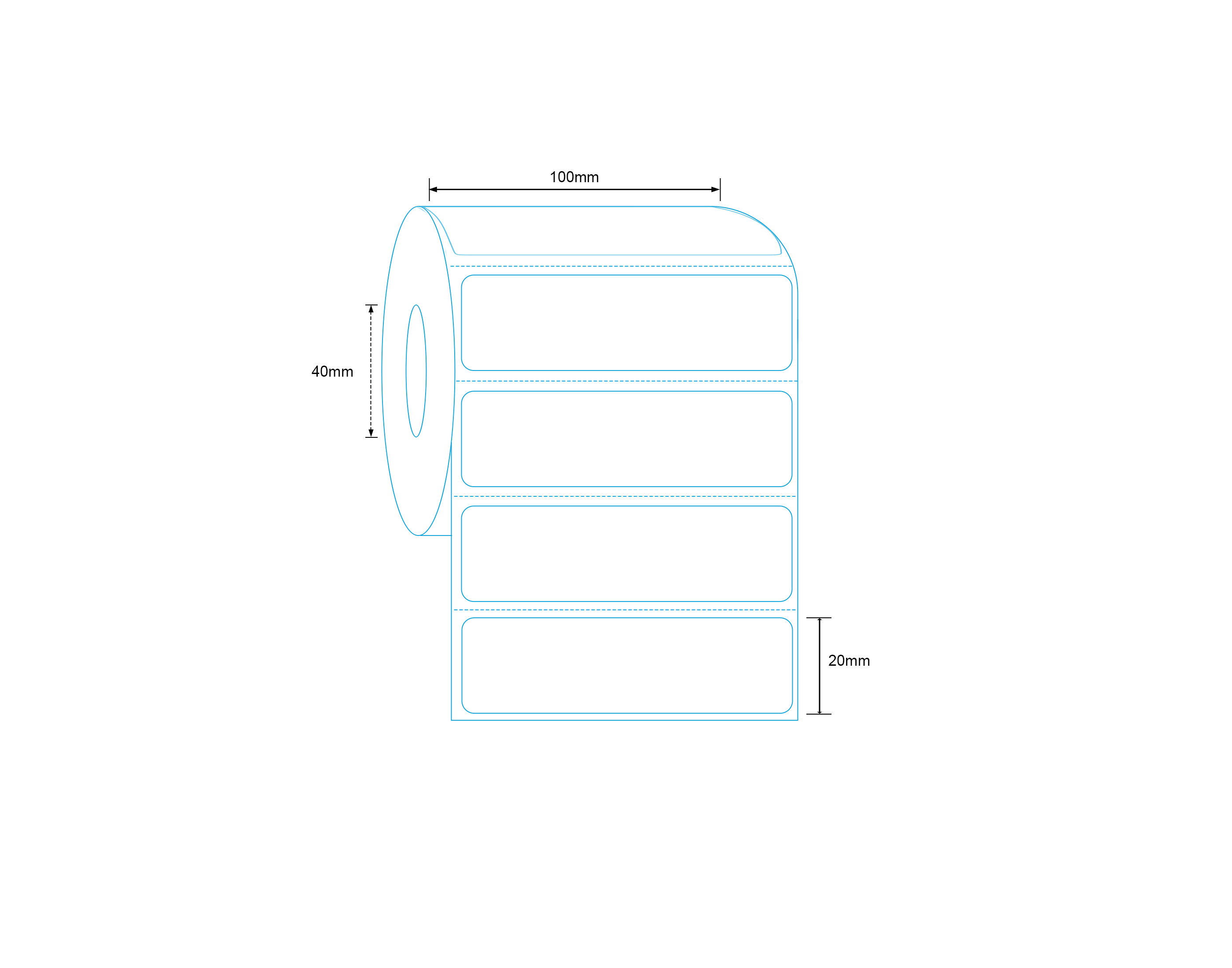 Direct Thermal Label 100mm x 20mm 800 Labels per Roll
