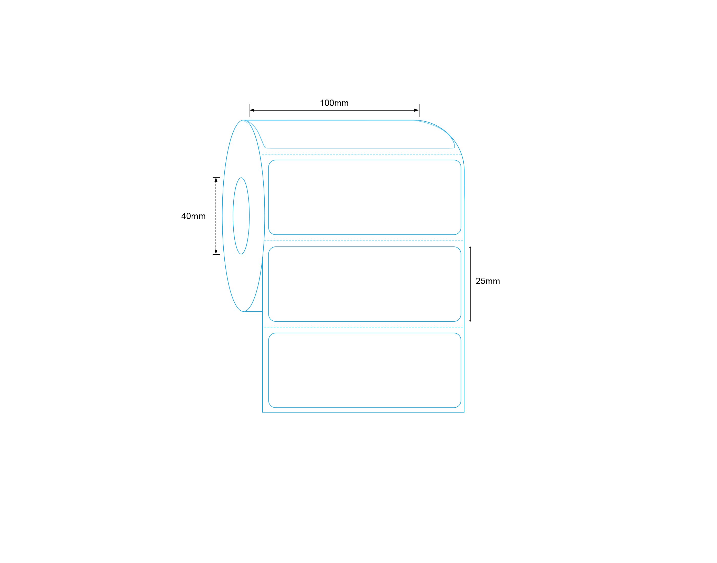Direct Thermal Label 100 x 25mm 2000 Labels per Roll A215 x 2 Rolls