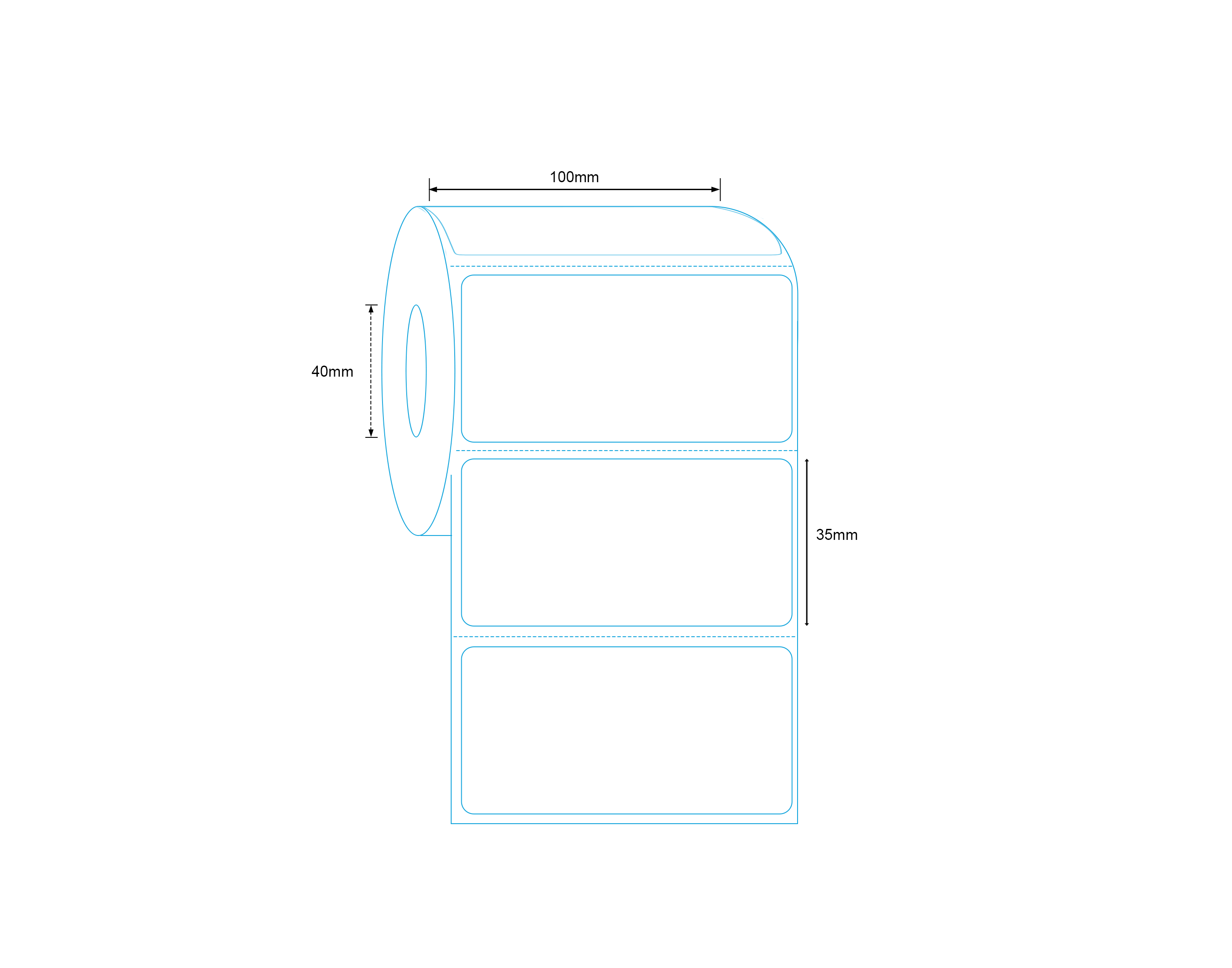 Direct Thermal Label 100 x 35mm 1400 Labels per Roll A214 x 2 Rolls