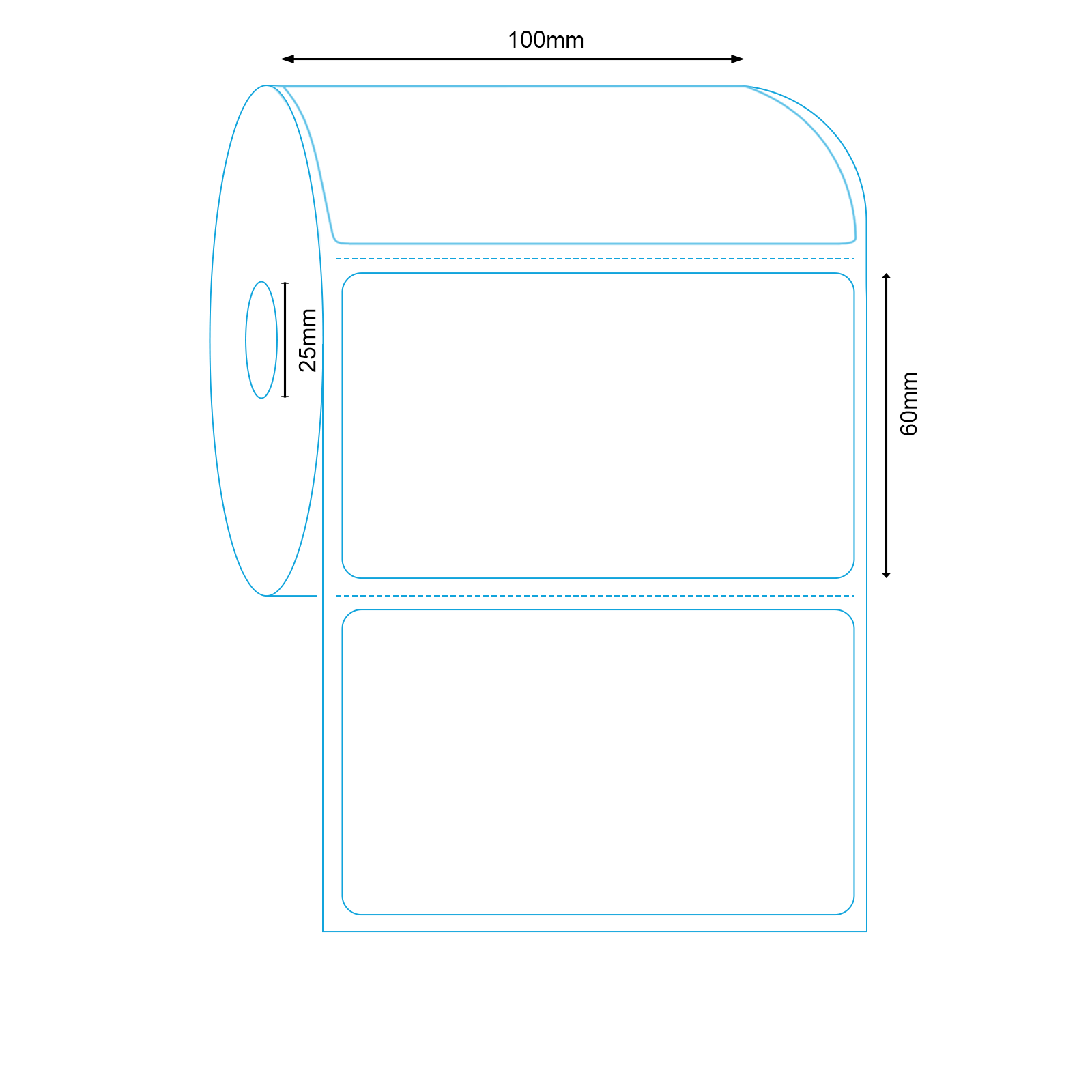Direct Thermal Label 100x60mm 1000 Labels x2 Rolls