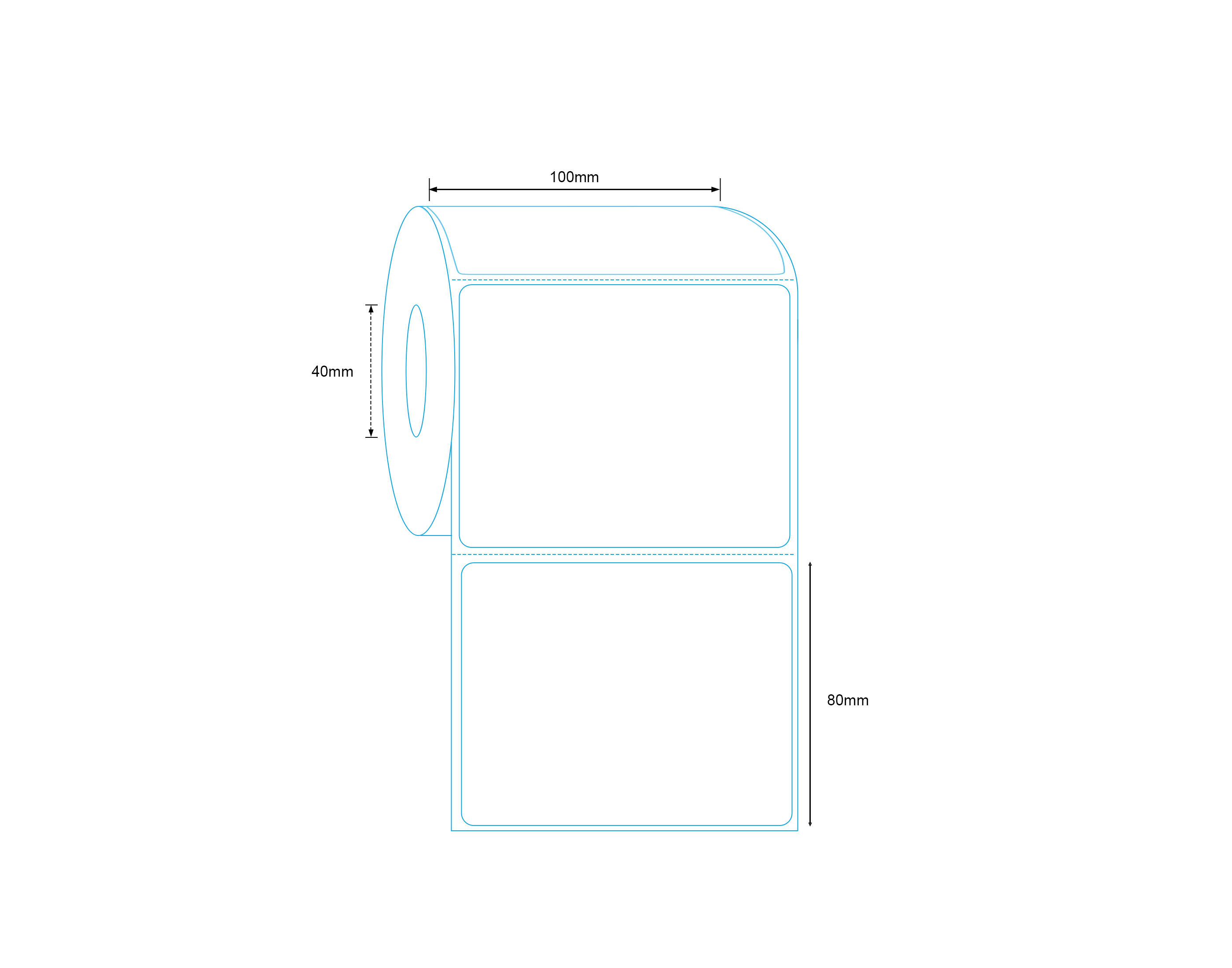 Direct Thermal Label 100mm x 80mm 500 Labels per Roll