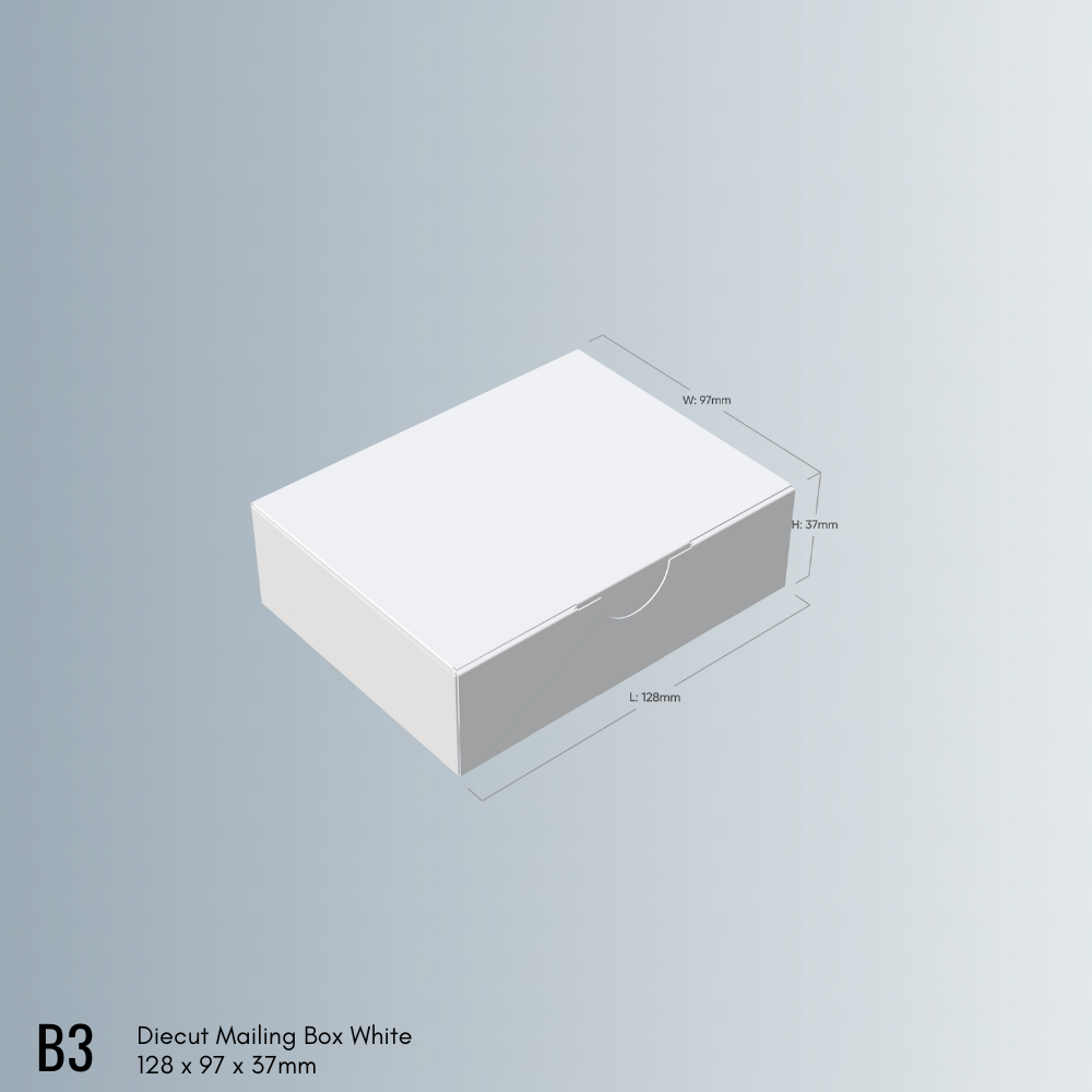 128 x 97 x 37mm Mailing Box Diecut White B3