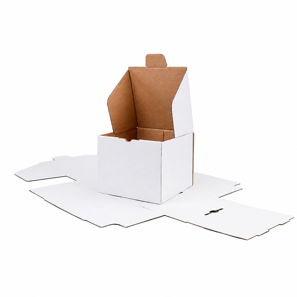 White Die Cut Mailing Box 120 x 120 x 95mm B531 (Cubic 500g)