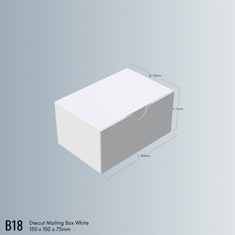 150 x 100 x 75mm Diecut White Mailing Box B18