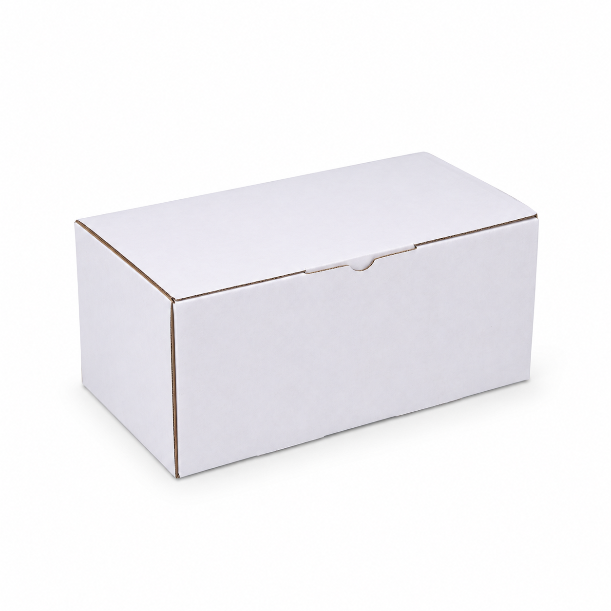 A plain white rectangular cardboard box 150 x 60 x 60mm with a hinged lid and a small tab closure, photographed on a clean white background.