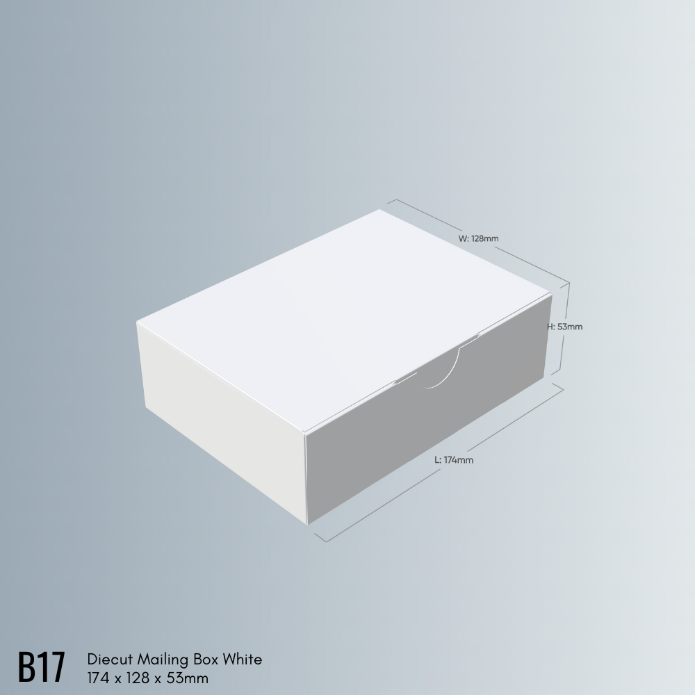 174 x 128 x 53mm Diecut Mailing Box White B17