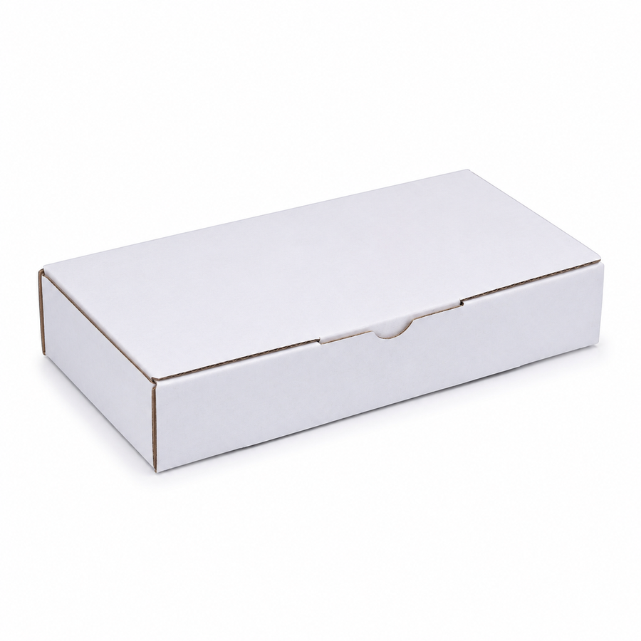 180 x 100 x 45mm Die cut White Mailing Box B537 (250g Cubic)