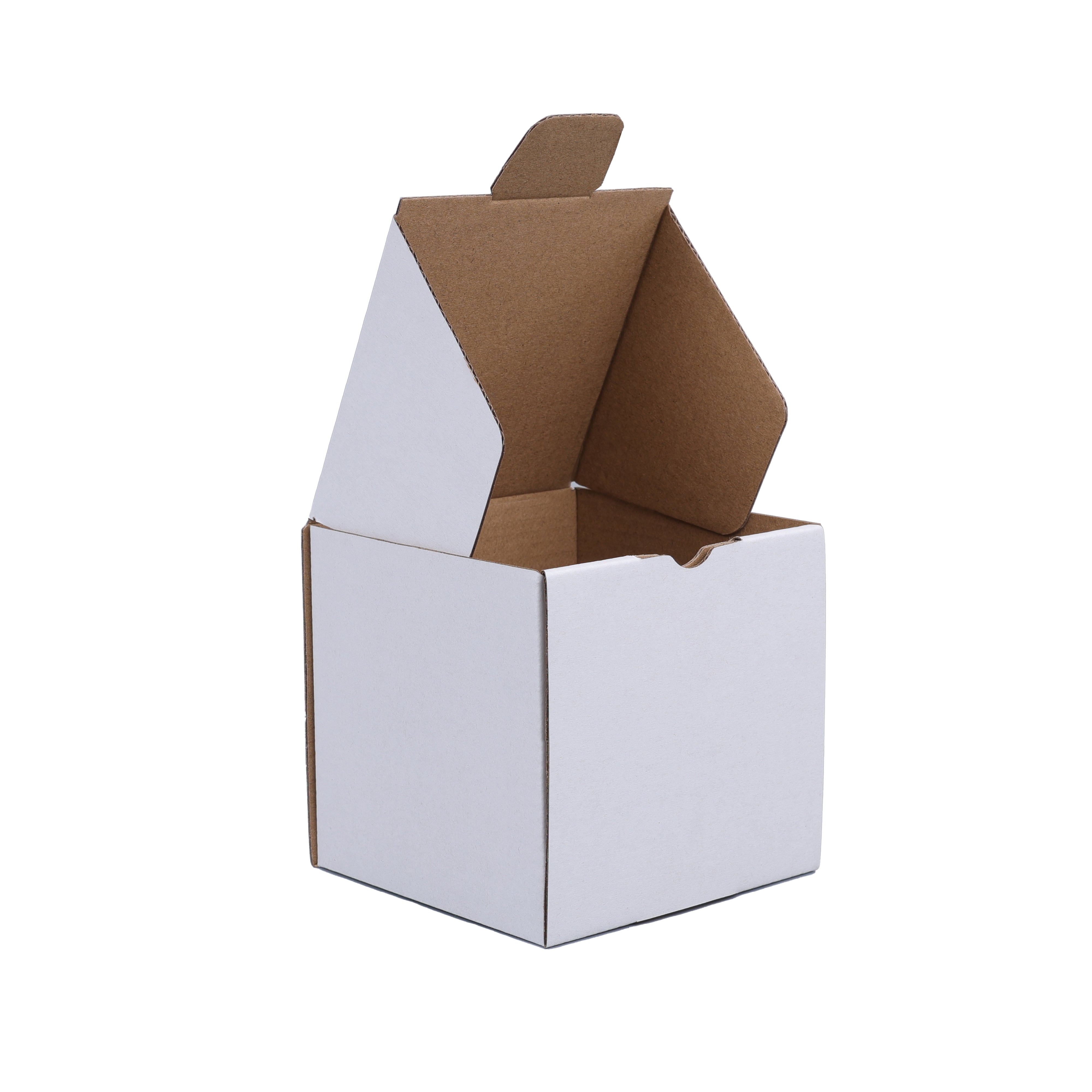 Mailing Box 100 x 100 x 100mm Die cut White / Brown