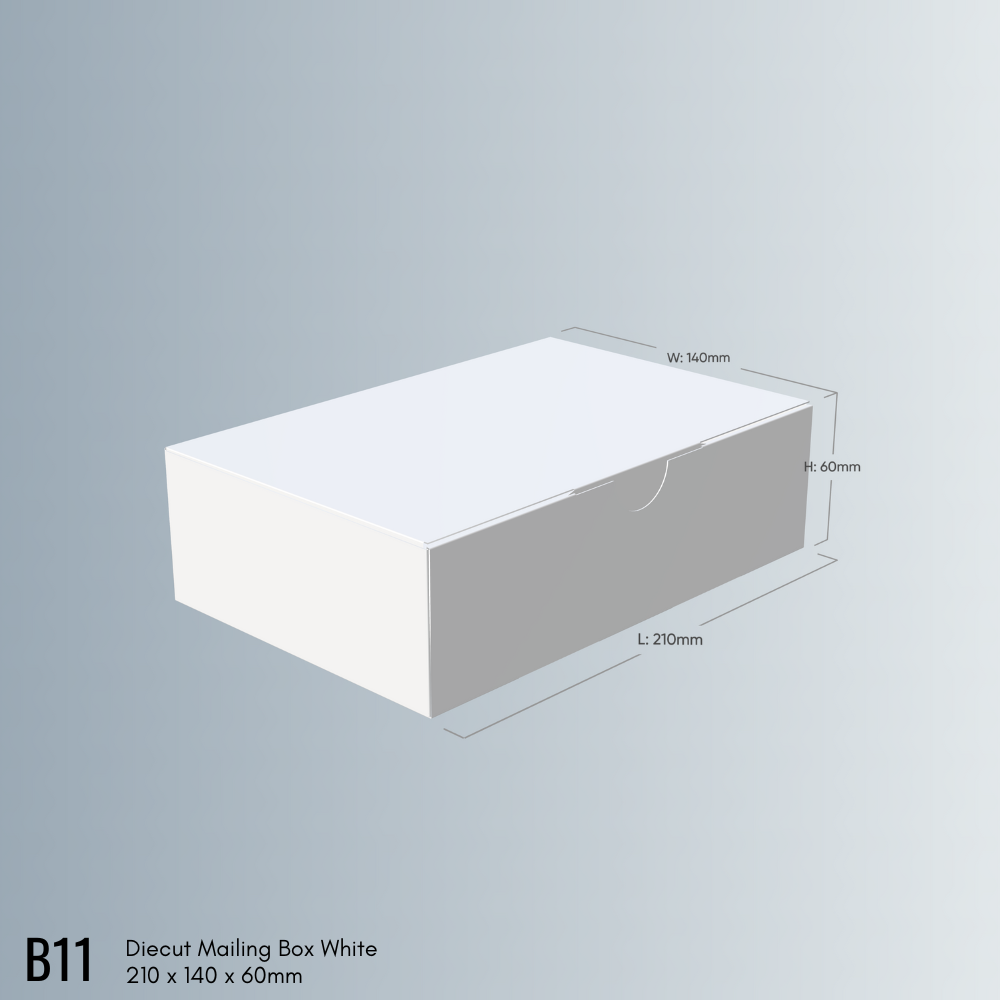 210 x 140 x 60mm Diecut White Mailing Box B11