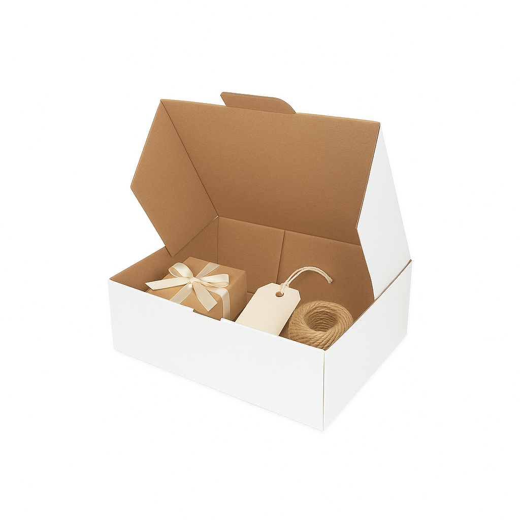 220 x 160 x 77mm A5 Die cut White Mailing Box 