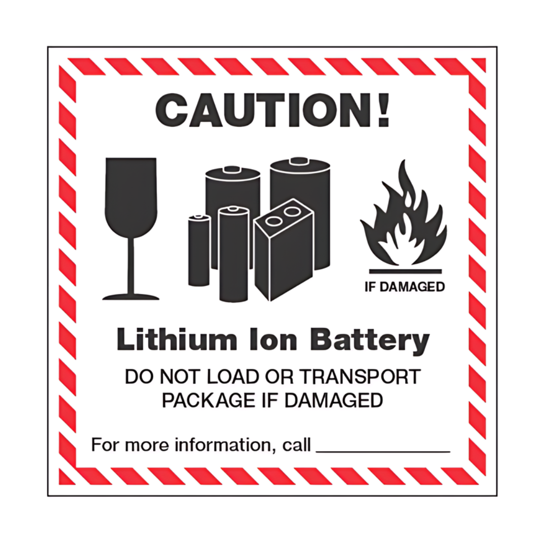 Dangerous Goods Caution Lithium Battery 100mm x 100mm (500 Labels)