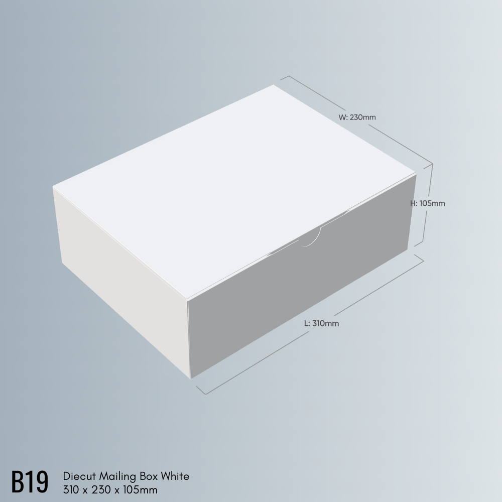 310 x 230 x 105mm Diecut White Mailing Box B19