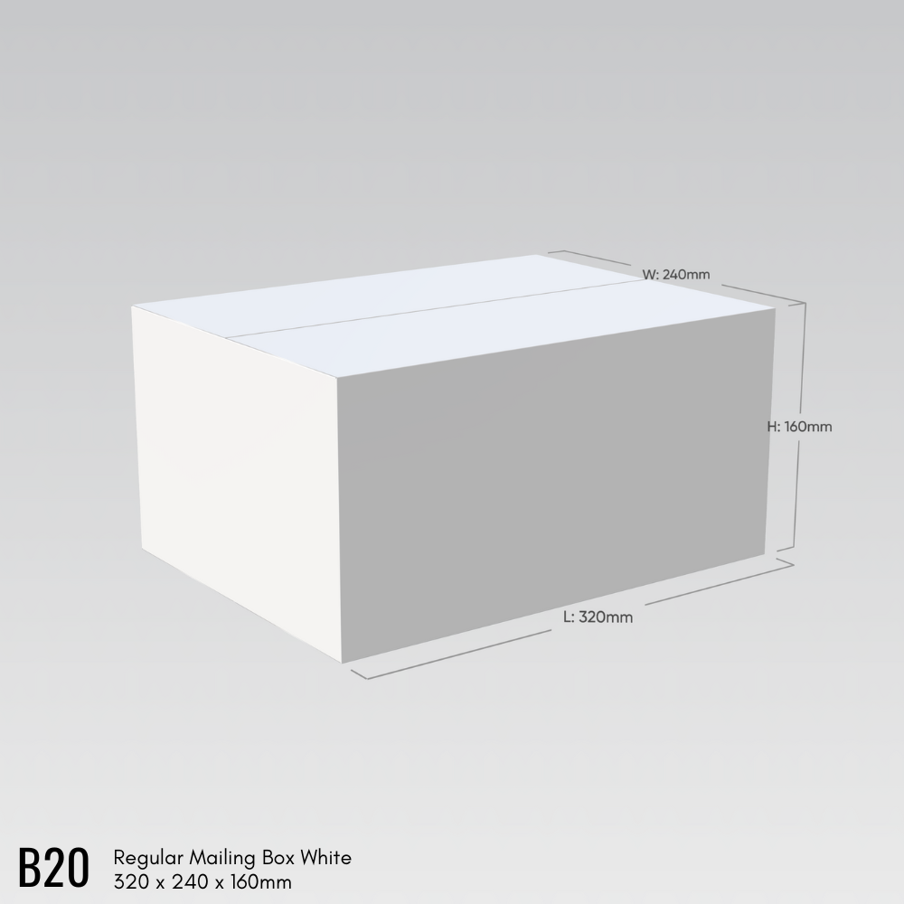 320 x 240 x 160mm Regular White Shipping Carton B20