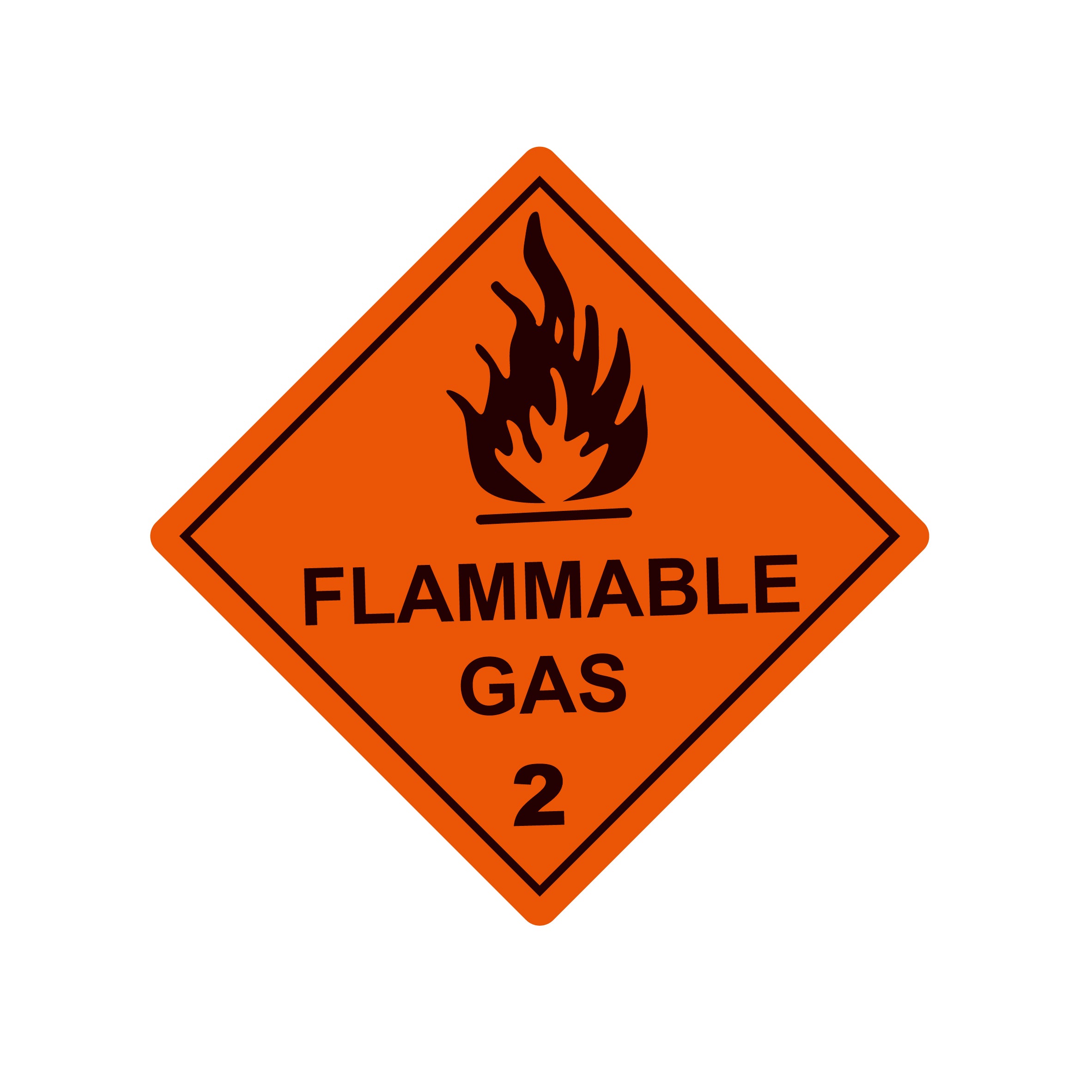 Flammable Gas Class 2 Label 100 x 100mm 250 Labels Per Roll