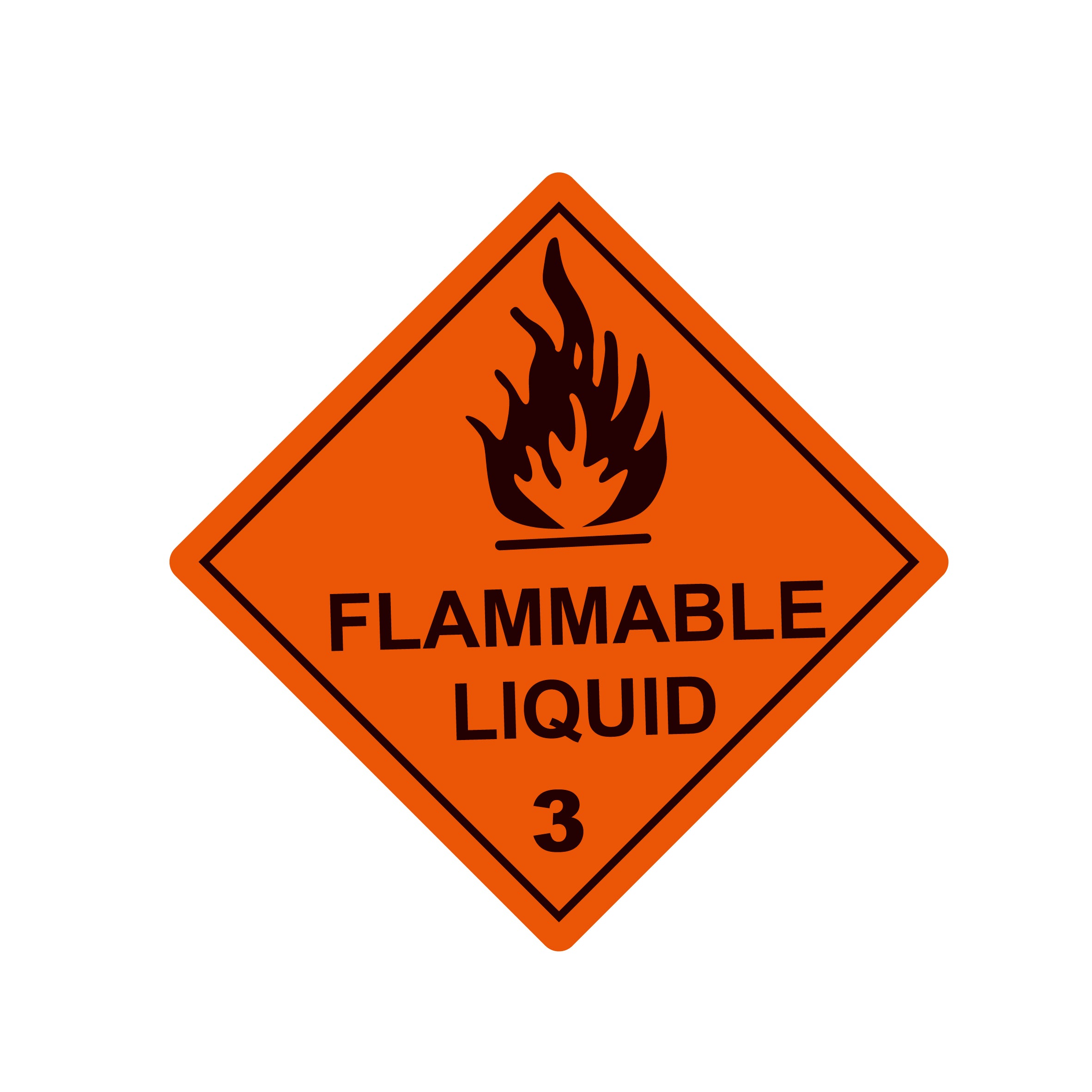 Flammable Liquid Class 3 Label 100 x 100mm 250 Labels Per Roll