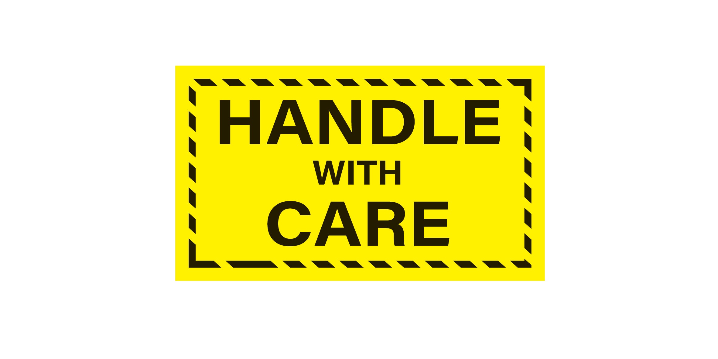 Handle With Care Warning Sticker 57 x 100mm Yellow 500 Labels