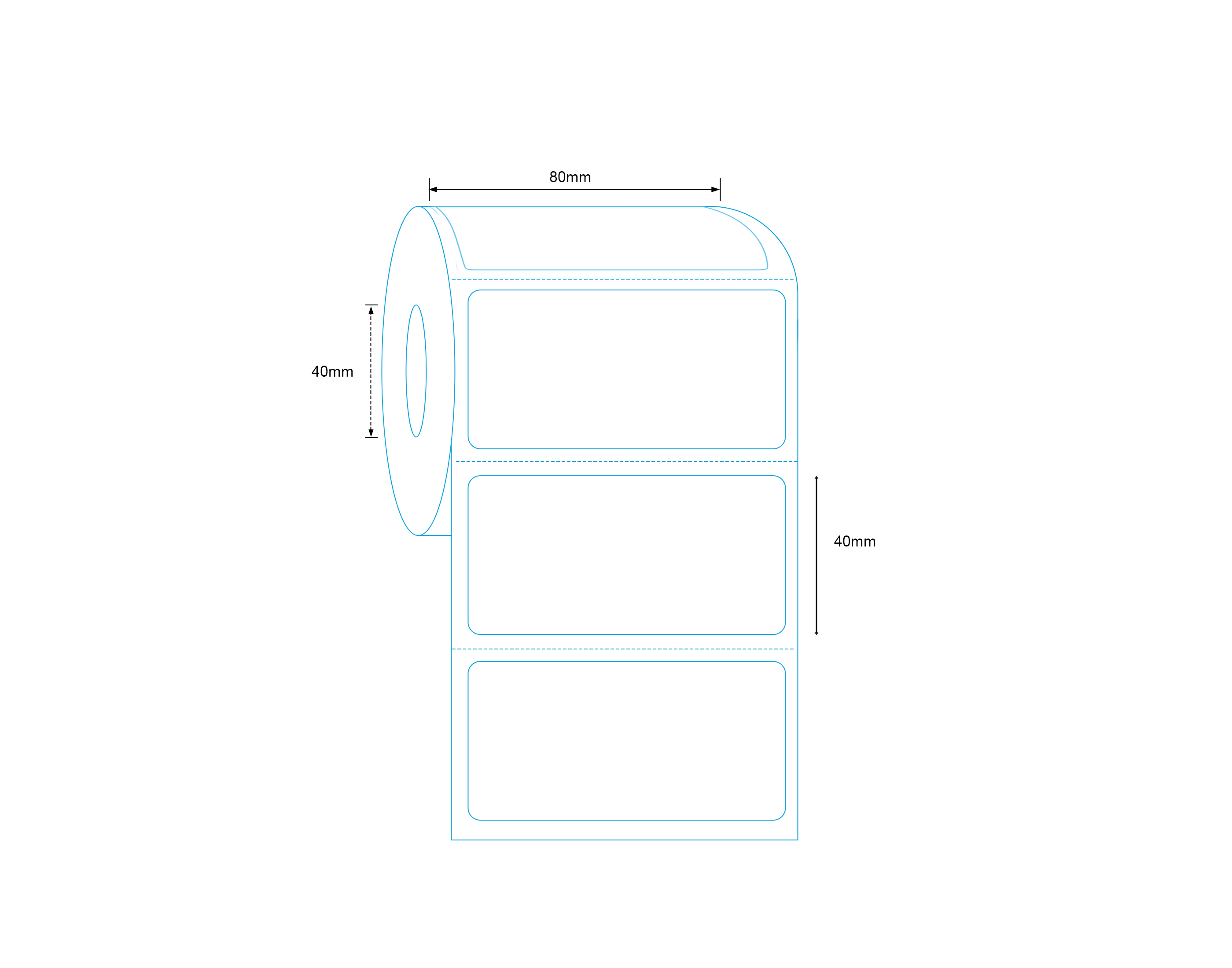 Direct Thermal Label 80mm x 40mm 800 Labels per Roll