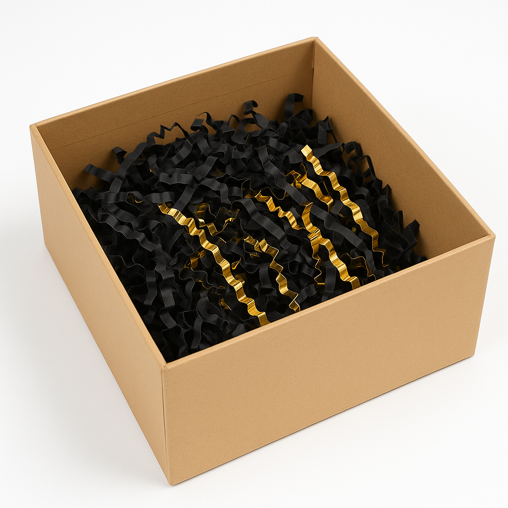 Black with Golden Mixed Shredded Paper Shreds Filler 1KG A245