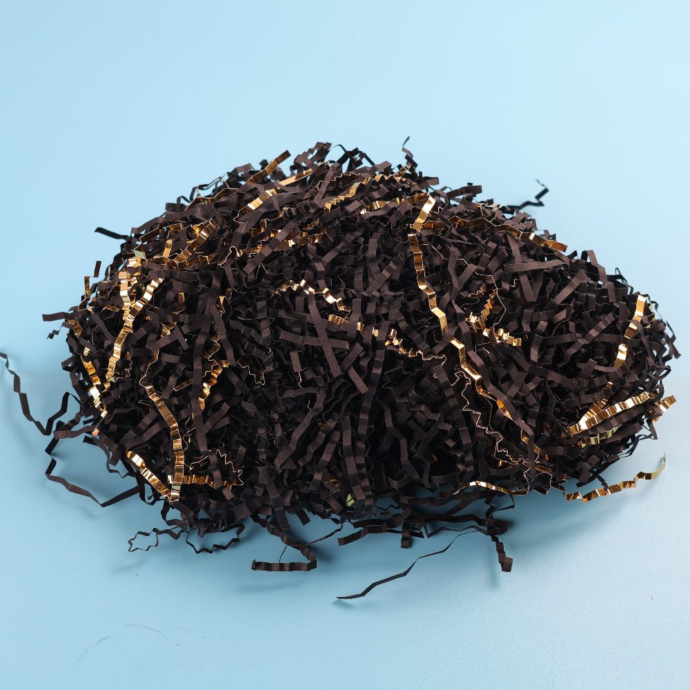 Black with Golden Mixed Shredded Paper Shreds Filler 1KG A245