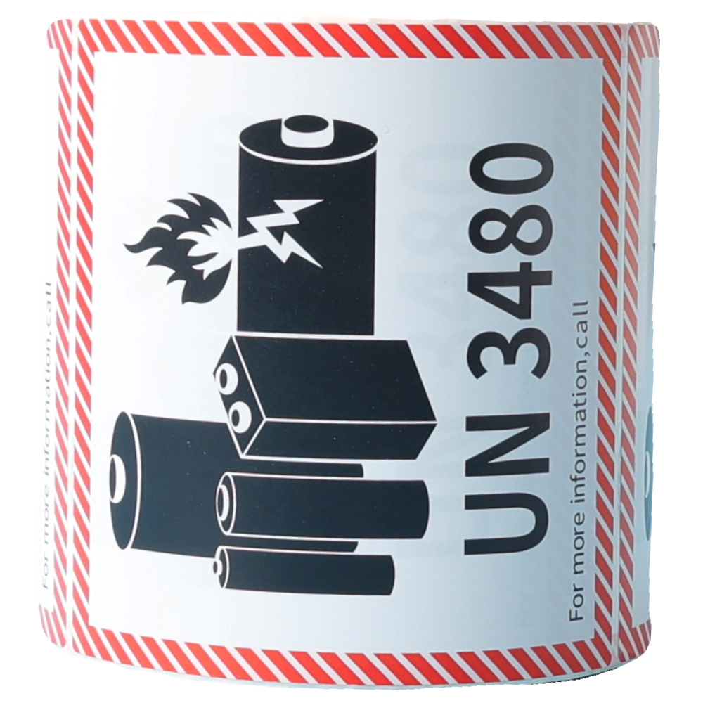 100x100mm Lithium Battery Mark Label UN 3480, Roll of 500