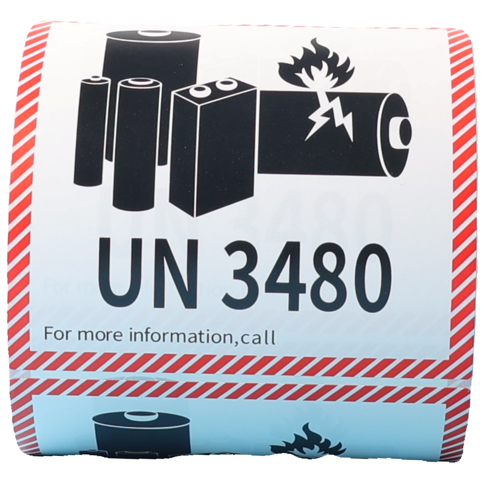 100x100mm Lithium Battery Mark Label UN 3480, Roll of 500