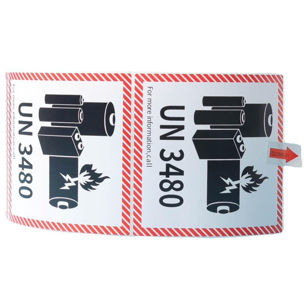 100x100mm Lithium Battery Mark Label UN 3480, Roll of 500