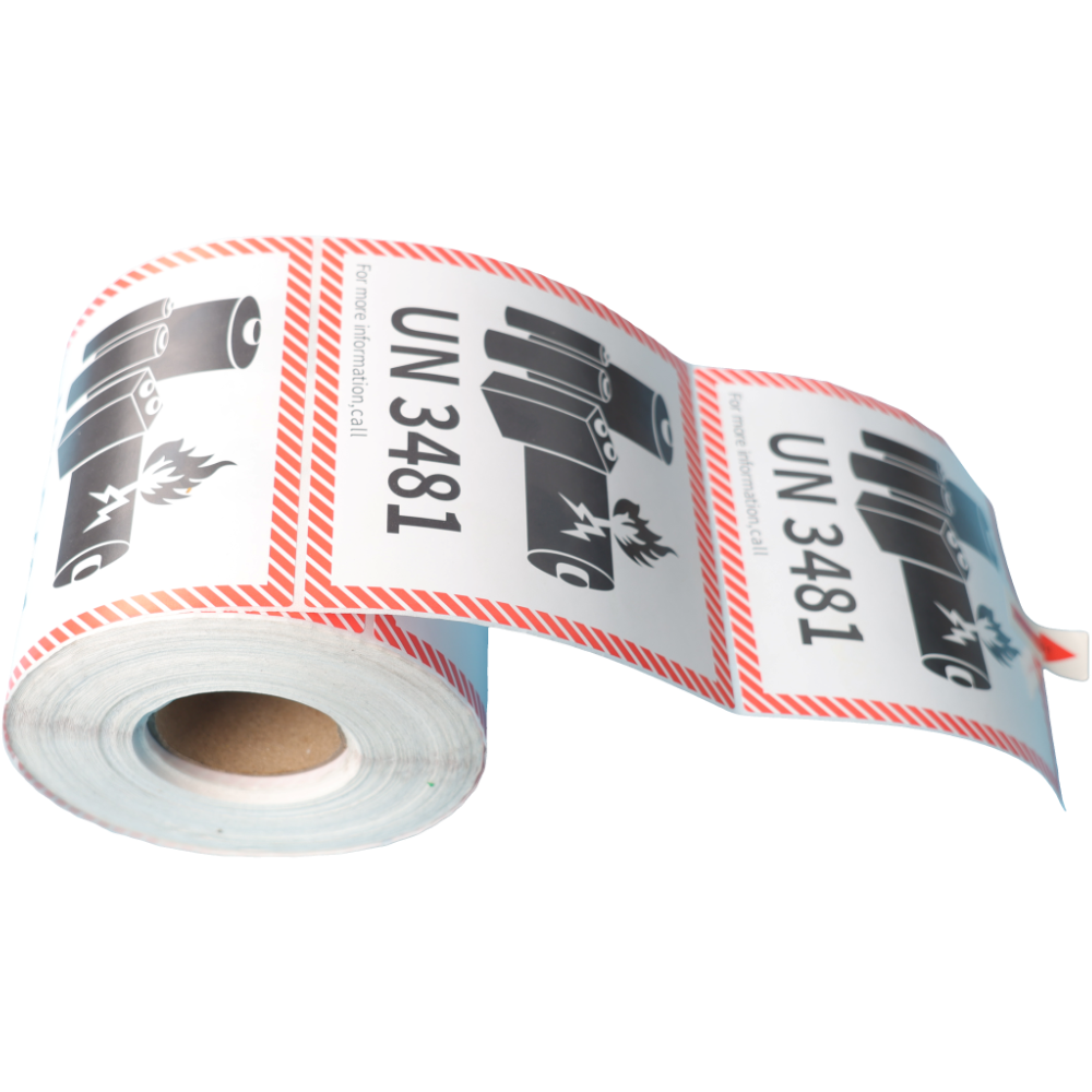 100x100mm Lithium Battery Mark Label UN 3481, Roll of 500