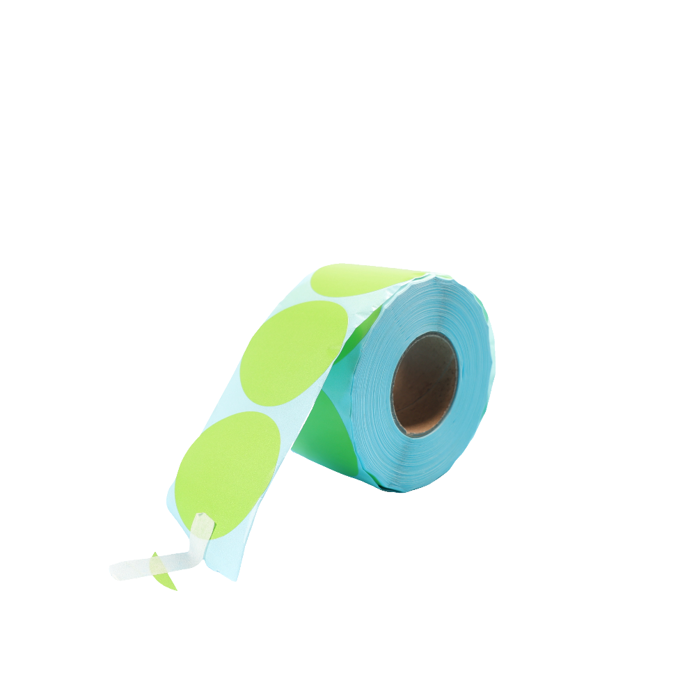 Round Direct Thermal Label 50 x 50mm 750 Green Labels per Roll A260 x 4 Rolls