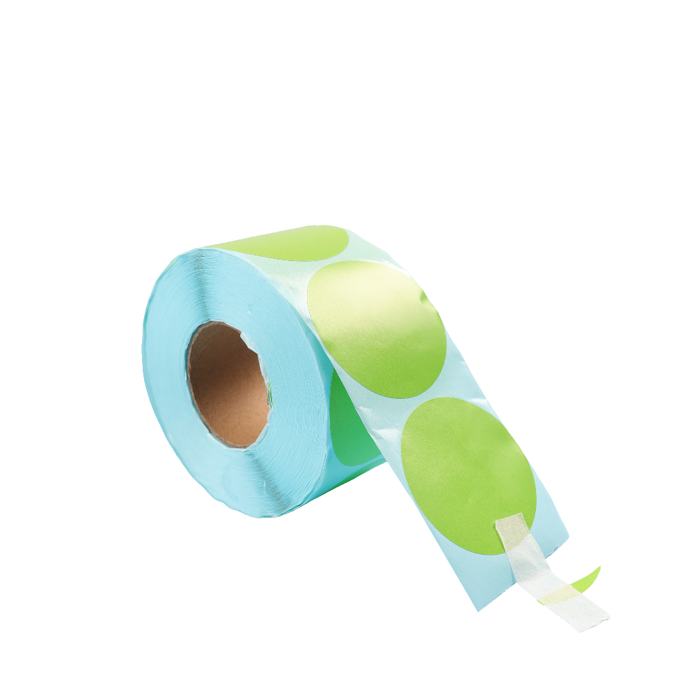 Round Direct Thermal Label 50 x 50mm 750 Green Labels per Roll A260 x 4 Rolls