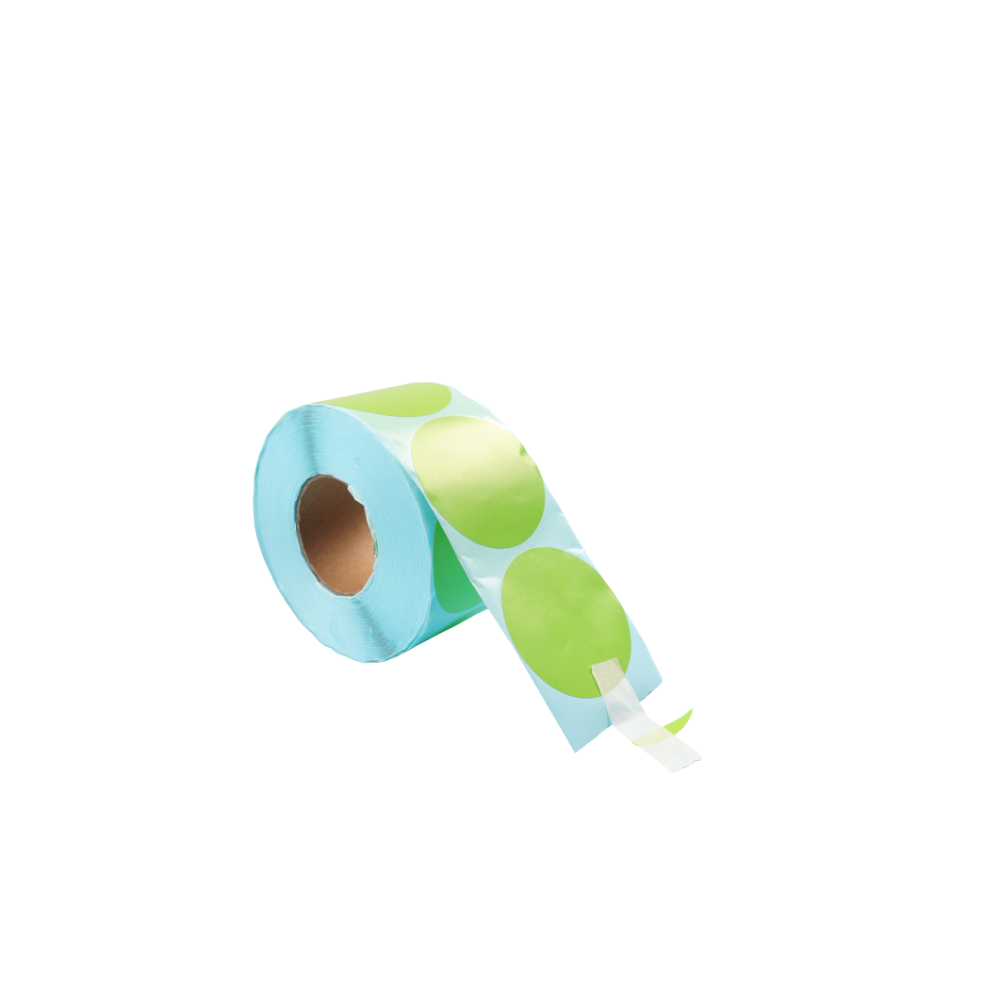 Round Direct Thermal Label 50 x 50mm 750 Green Labels per Roll A260 x 16 Rolls